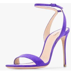 XYD Purple Sexy High Heel Open Toe Dress Sandals Popular Slingback Suede Shoes